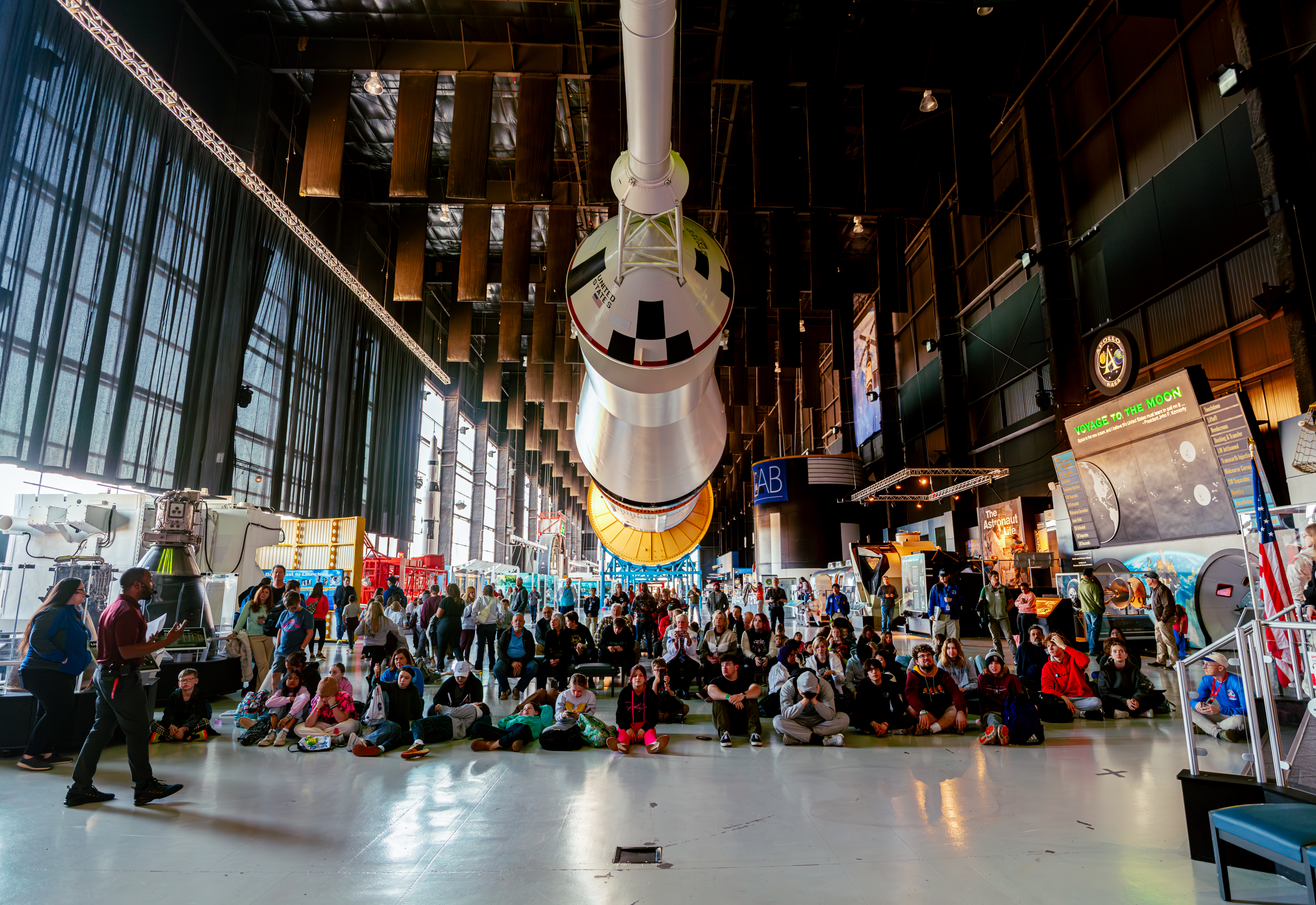 Students waiting for landing