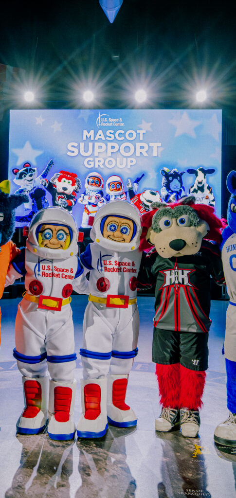Apollo & Artemis with a few other local mascots supporting each other