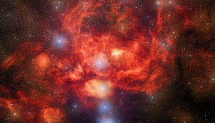 This image, taken by astronomers using the US Department of Energy-fabricated Dark Energy Camera on the Víctor M. Blanco 4-meter Telescope at Cerro Tololo Inter-American Observatory, a Program of NSF’s NOIRLab, captures the star-forming nebula NGC 6357, which is located 8000 light-years away in the direction of the constellation Scorpius.