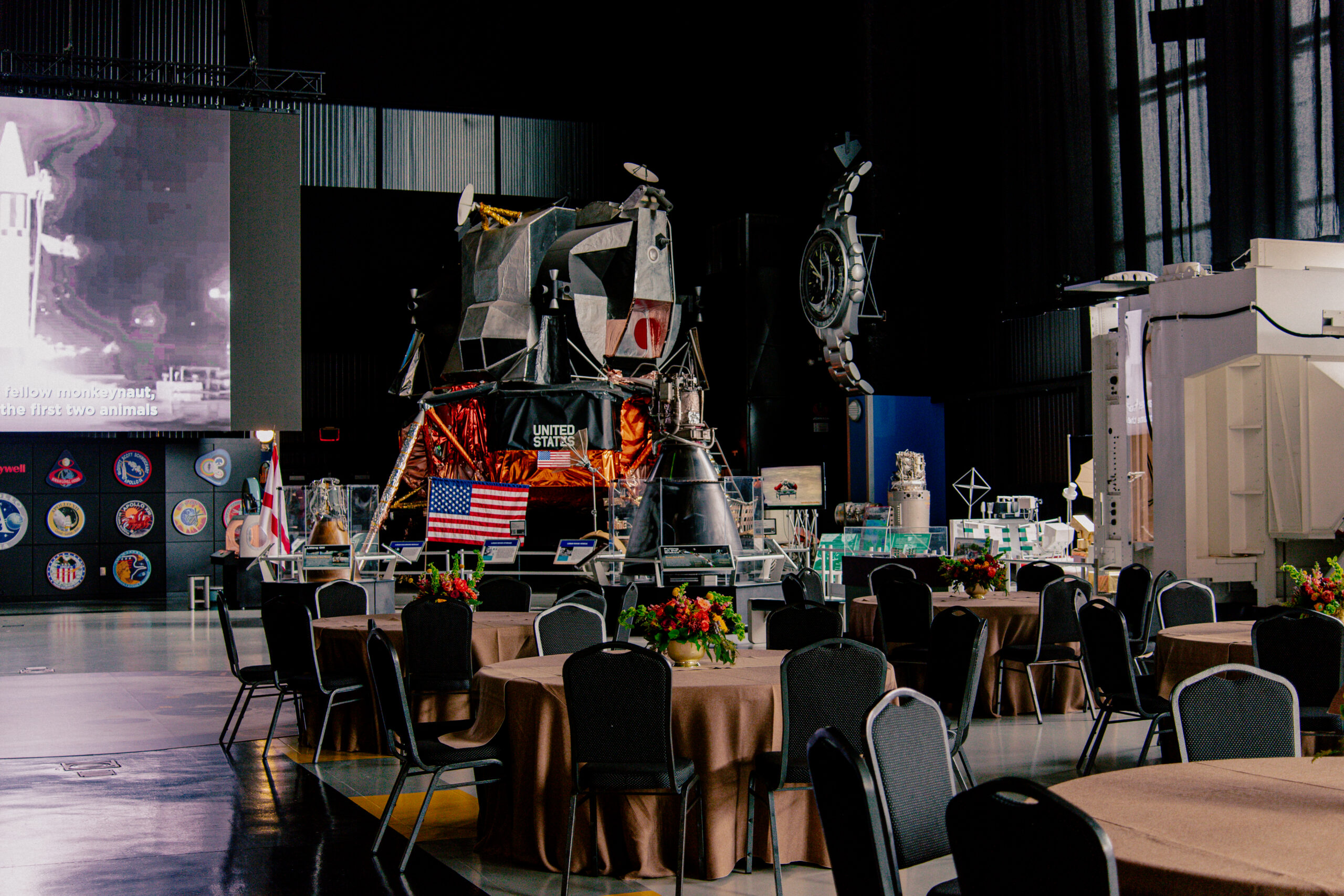 picture of a setup during one of the special events in the Saturn V Hall.