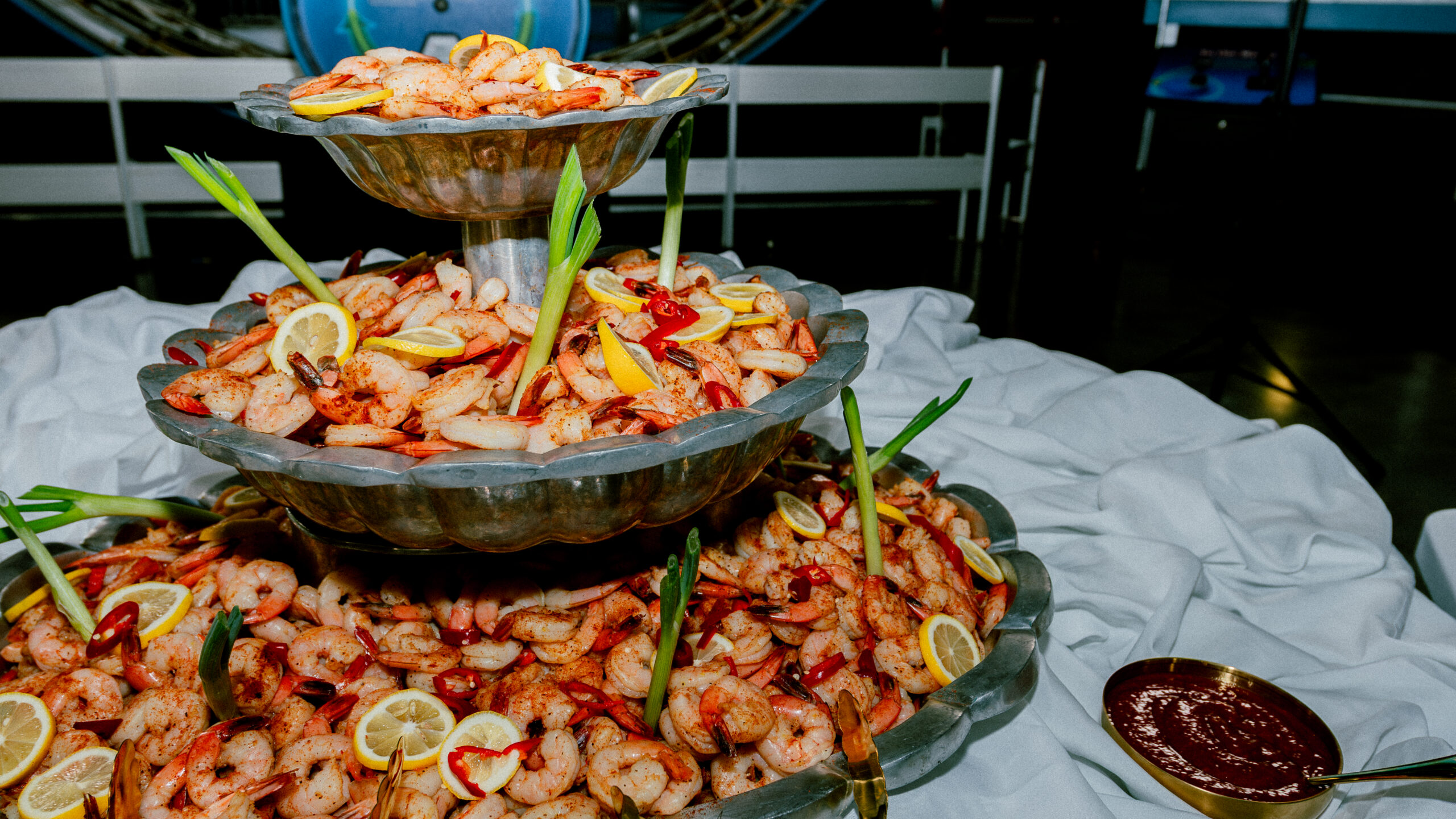 picture of a shrimp, made by our catering team during one of the special events in the Saturn V Hall.