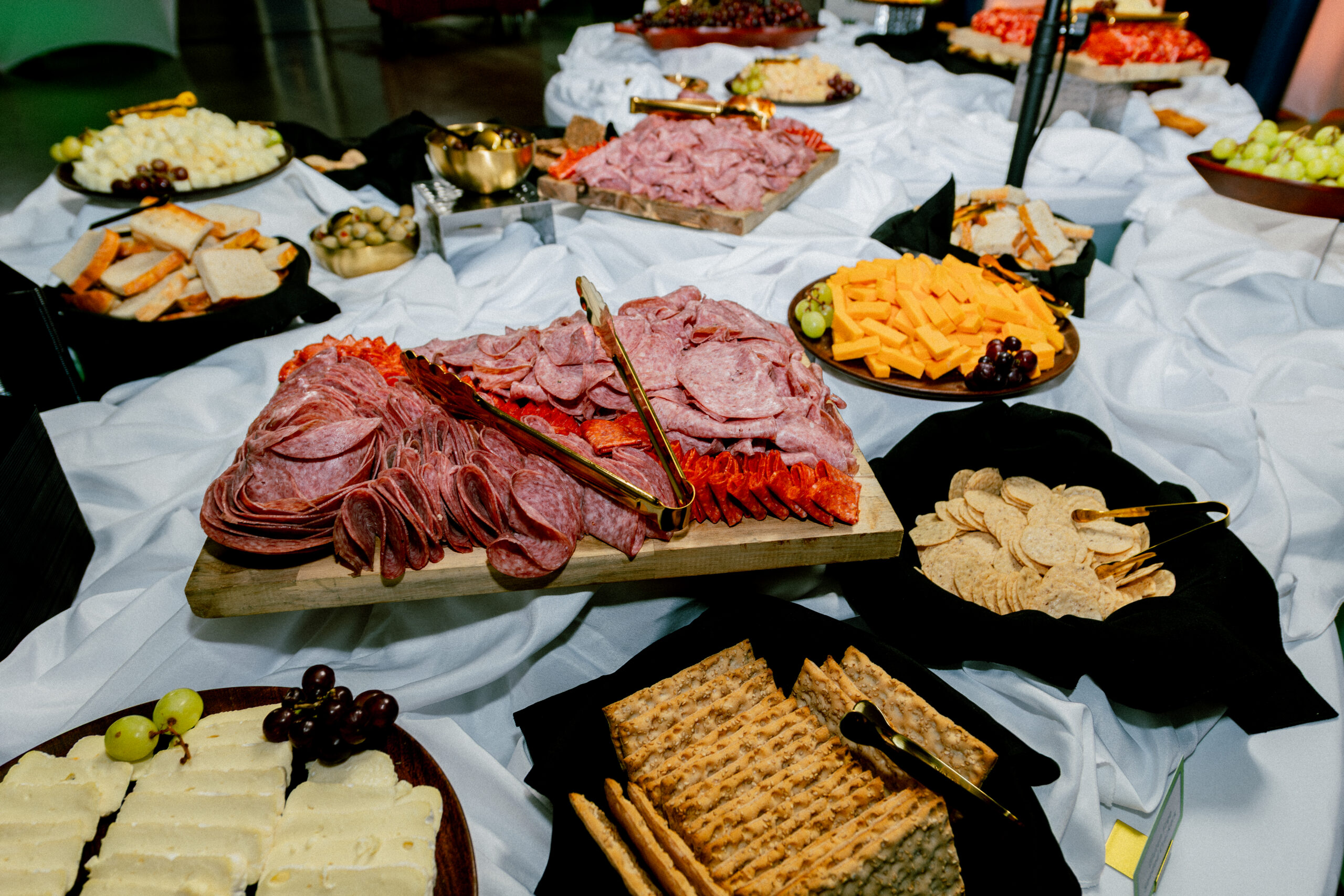 picture of a charcuterie board setup during one of the special events in the Saturn V Hall.