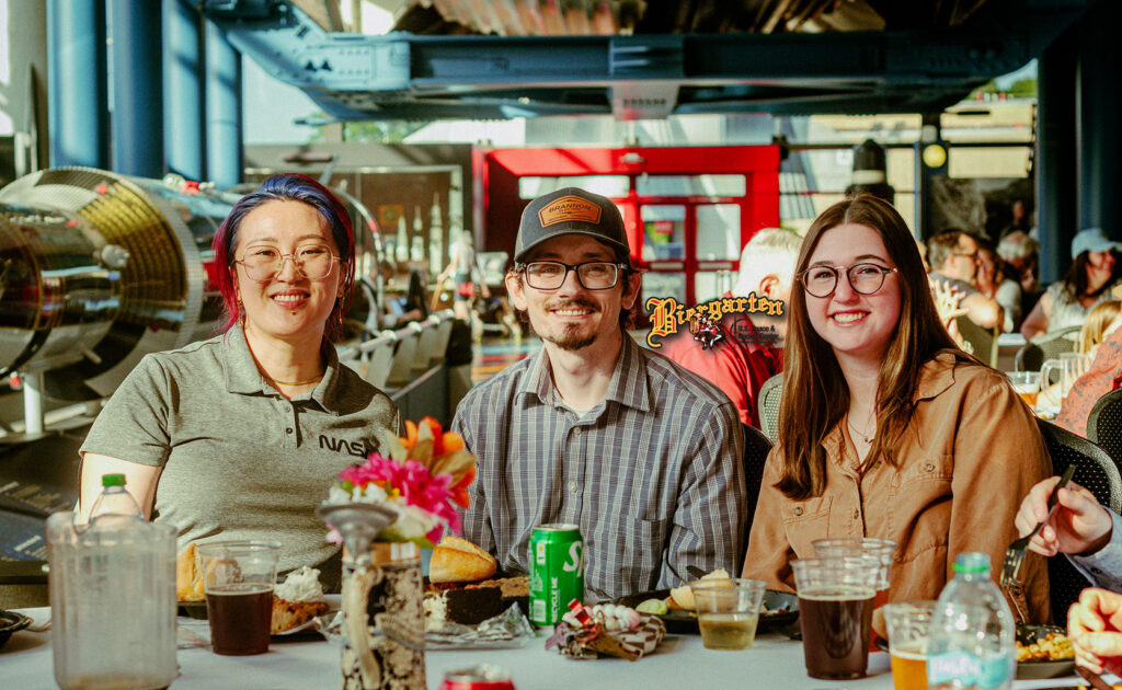 Group of friends enjoying their time together at Biergarten