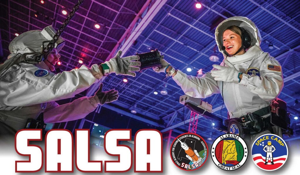 SALSA: Space Academy for Leading Students in Alabama, with trainees in spacesuits