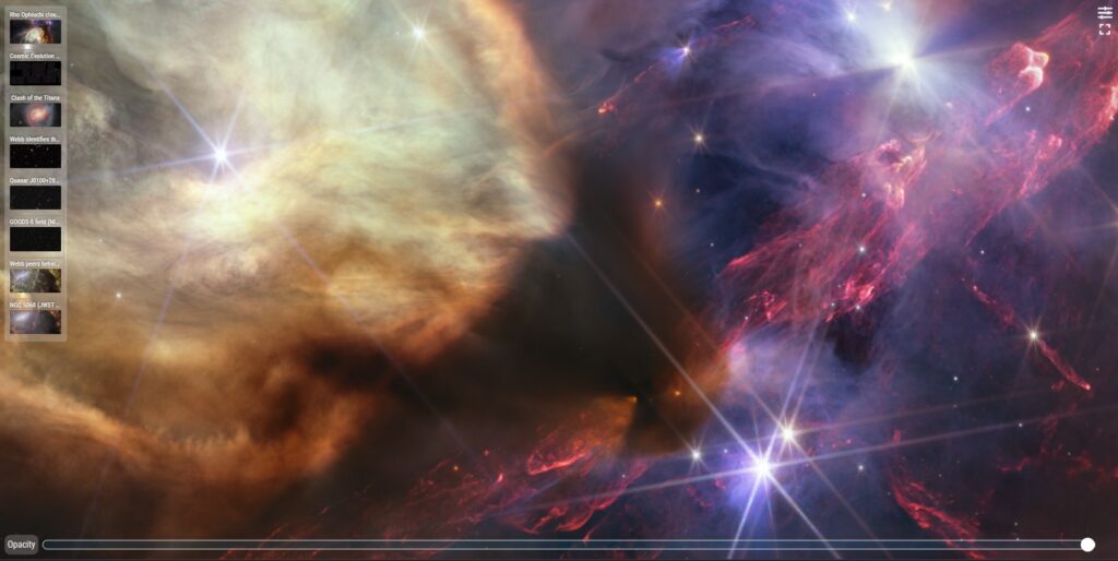Webb telescope image of a star-forming region with bright stars