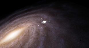 Interactive astronomy view of a spiral galaxy